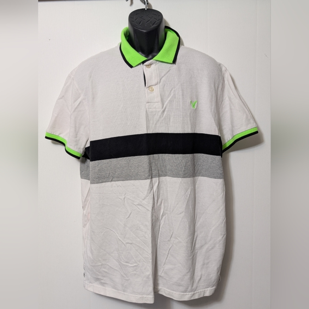 Men's Vintage American Eagle Polo Shirt Green Casual Short Sleeve Size XXL